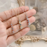 925 Silver Zircon Necklace Vertical Bar Square Pendant Elegant Christmas Jewelry