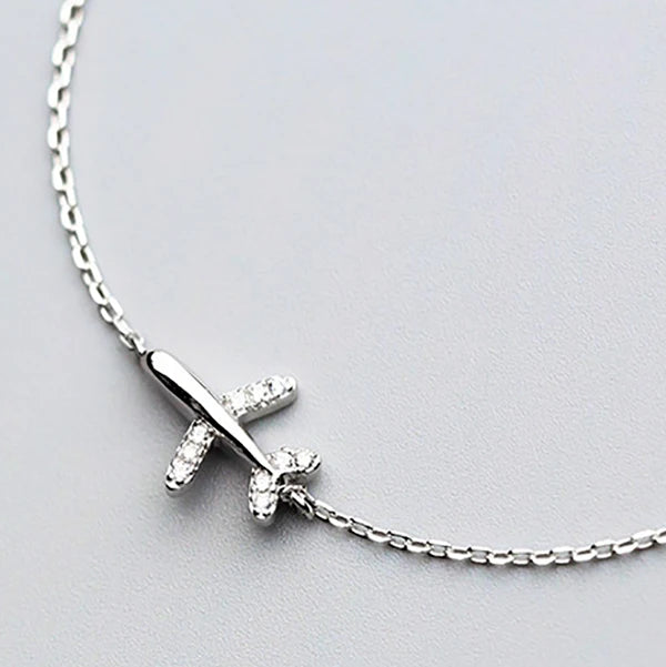 Zircon Airplane Charm Bracelet for Women