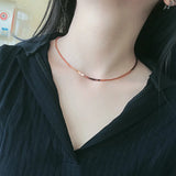 925 Silver Short Snake Chain Rose Necklace For Women