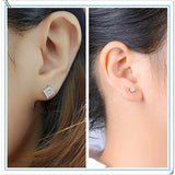 925 Silver Square Stud Earrings Cz Stone Wedding Jewelry