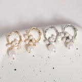 14K Gold Filled Hoop Earrings Freshwater Pearls Women