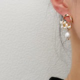 14K Gold Filled Hoop Earrings Freshwater Pearls Women