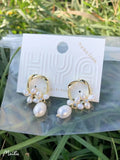 14K Gold Filled Hoop Earrings Freshwater Pearls Women