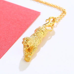 18K Tiger Pendant Necklace for Men Wedding