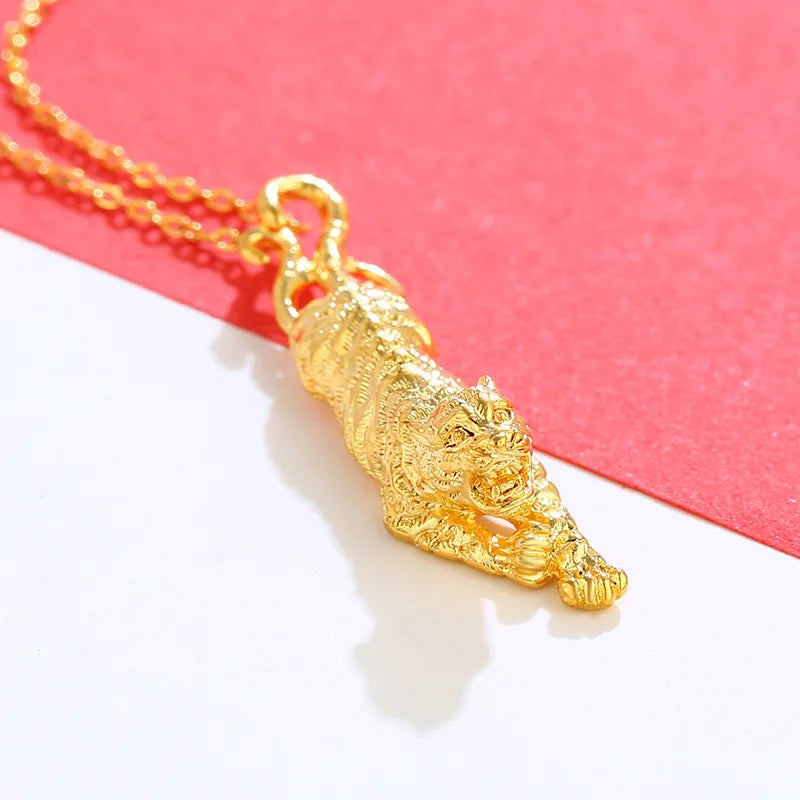 18K Tiger Pendant Necklace for Men Wedding