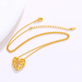 18K Love Heart Pendant Necklace Chain Fine Jewelry for Women