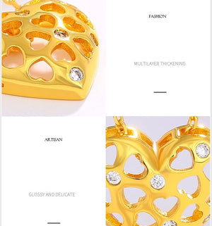 18K Love Heart Pendant Necklace Chain Fine Jewelry for Women
