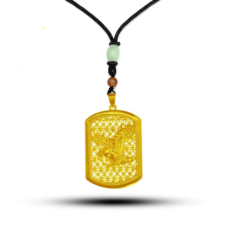 18K Square Eagle Pendant Necklace for Men