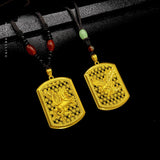 18K Square Eagle Pendant Necklace for Men