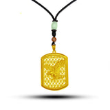 18K Square Eagle Pendant Necklace for Men