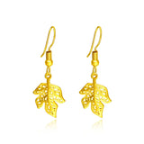 18K Leaf Shape Tassel Earrings Wedding Birthday, Not Fade Fine Jewelry Gift