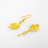 18K Leaf Shape Tassel Earrings Wedding Birthday, Not Fade Fine Jewelry Gift