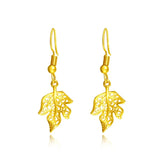 18K Leaf Shape Tassel Earrings Wedding Birthday, Not Fade Fine Jewelry Gift