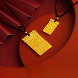 Square Pendant Necklace 18K Fine Jewelry 999 Chain for Women Men Bridal Gift