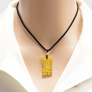 Square Pendant Necklace 18K Fine Jewelry 999 Chain for Women Men Bridal Gift