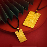 Square Pendant Necklace 18K Fine Jewelry 999 Chain for Women Men Bridal Gift