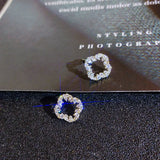 18k Diamond Stud Earrings for Women, Openwork Flowers Round Design