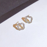 18k Diamond Stud Earrings for Women, Openwork Flowers Round Design