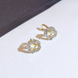18k Diamond Stud Earrings for Women, Openwork Flowers Round Design