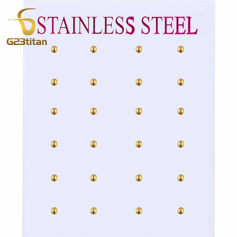 2-8mm Ball Earrings Stainless Steel Jewelry Accessory 12 Pair Lot