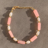 Natural Stone Freshwater Pearl Stainless Steel Bracelet 18K Plated
