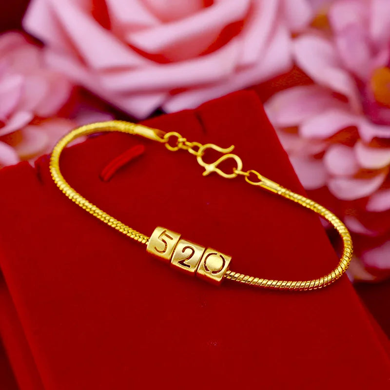 24K 520 1314 Beads Snake Bone Bracelet for Women Lover 999 Banges Bracelets
