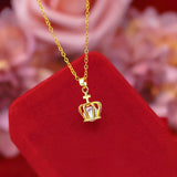 24k Yellow Plated Crown Pendant Clavicle Chain Memorial Jewelry