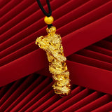 24k Yellow Plated Dragon Pendant for Men, Domineering Memorial Jewelry