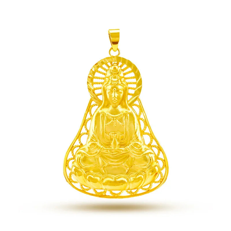 24k Yellow Plated Guanyin Pendant for Men
