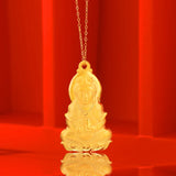 24k Yellow Plated Guanyin Buddha Necklace for Women Pendant Clavicle Chain
