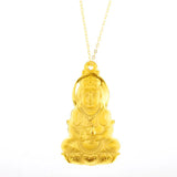 24k Yellow Plated Guanyin Buddha Necklace for Women Pendant Clavicle Chain