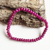 6MM Purple Red Ruby Jade Bracelet Vintage Stone Jewelry