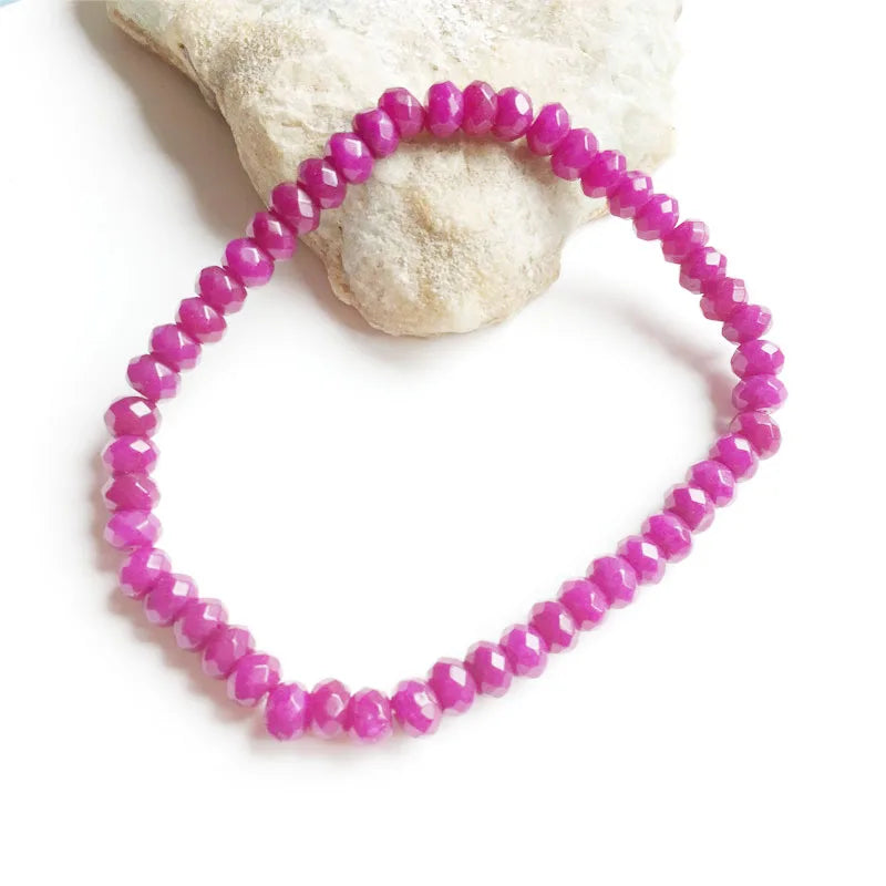 6MM Purple Red Ruby Jade Bracelet Vintage Stone Jewelry