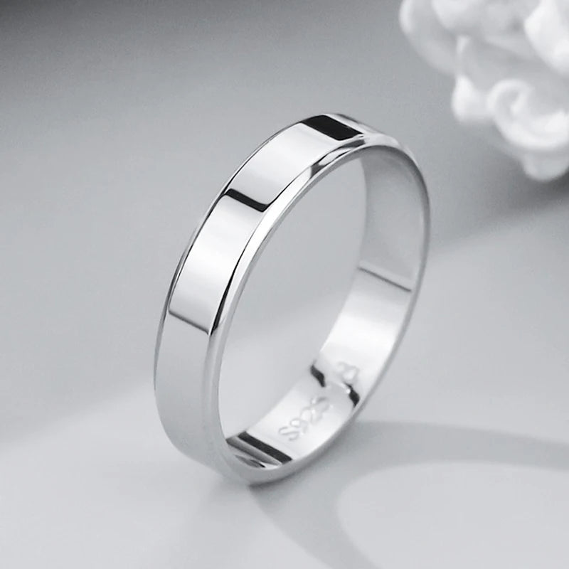 4mm Flat Rings For Women Men Engagement Jewelry Couple Tibetan Silver Ring