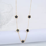 Leaf Flower Pendant Necklace 7 Shells Stainless Steel 18K Plated Jewelry