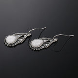 Water Drop Moonstone 925 Sterling Silver Drop Earrings for Women