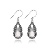 Water Drop Moonstone 925 Sterling Silver Drop Earrings for Women