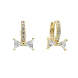925 Silver Big Clear Bow Tie Earrings Round cz paved Earrings Jewelry