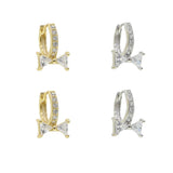 925 Silver Big Clear Bow Tie Earrings Round cz paved Earrings Jewelry