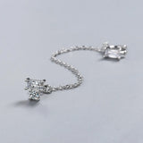 925 Silver Needle Ear Cuff Huggie Chain Tassel Earrings, Fine Jewelry