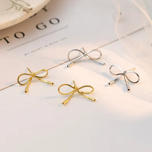 925 Silver Snake Bone Chain Bow-Knot Earrings For Women