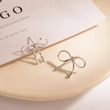 925 Silver Snake Bone Chain Bow-Knot Earrings For Women