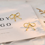 925 Silver Snake Bone Chain Bow-Knot Earrings For Women