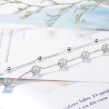 925 Sterling Silver Moonstone Bead Bracelet for Women