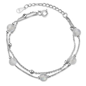 925 Sterling Silver Moonstone Bead Bracelet for Women