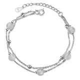 925 Sterling Silver Moonstone Bead Bracelet for Women