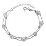 925 Sterling Silver Moonstone Bead Bracelet for Women