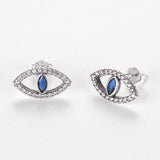 925 Silver Big Lucky Evil Eye Stud Earrings Zircon Jewelry Women Gift
