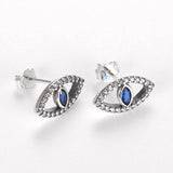 925 Silver Big Lucky Evil Eye Stud Earrings Zircon Jewelry Women Gift