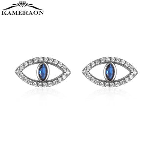 925 Silver Big Lucky Evil Eye Stud Earrings Zircon Jewelry Women Gift